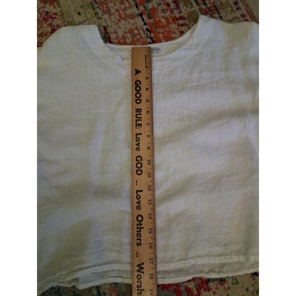 Viola Borghi Top 100% Linen Made In Italy White Boho Beach Flowy Summer Sz S - Picture 7 of 9